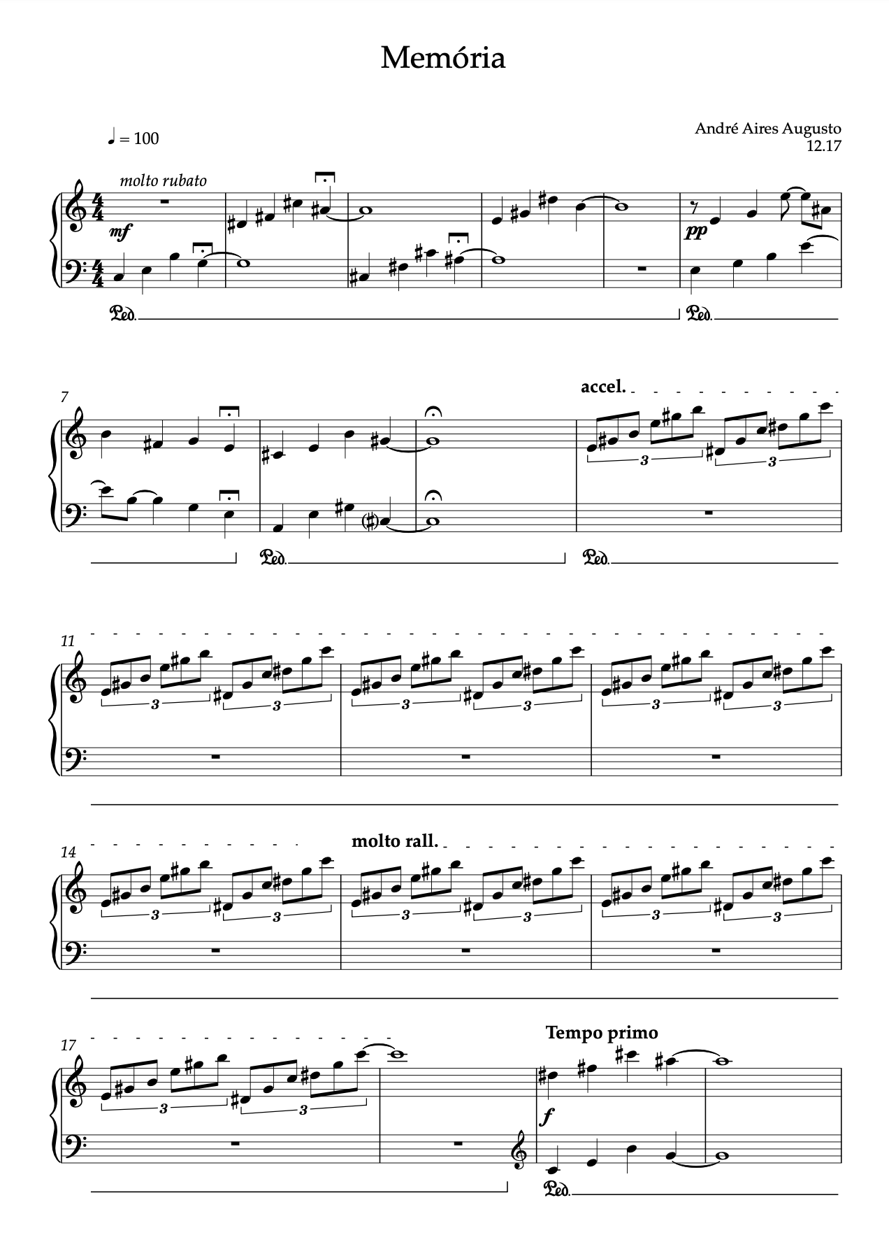Memória, score page 1